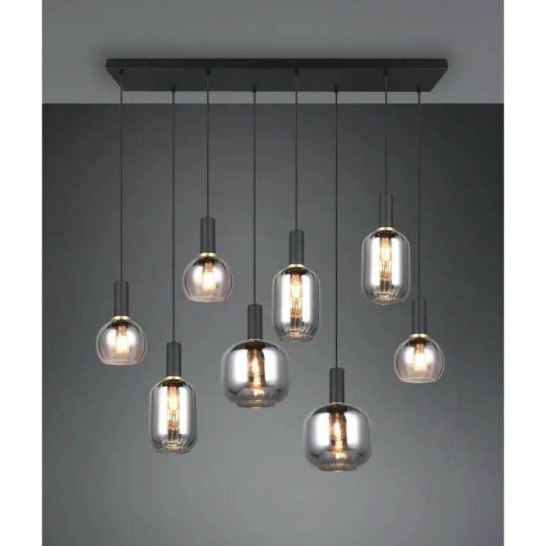 Diva Suspension Luminaires Trio Noir, 8 lumières