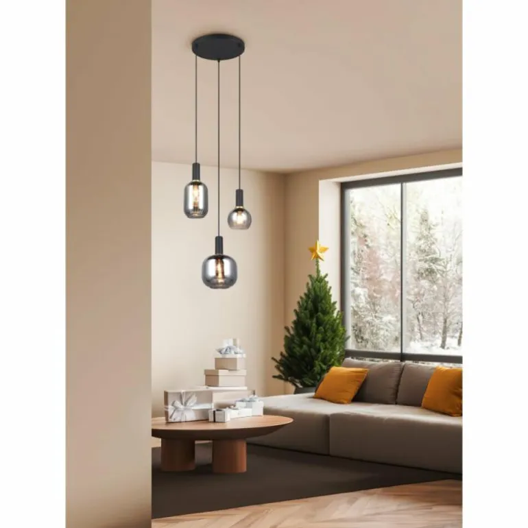 Diva Suspension Luminaires Trio Noir, 3 lumières