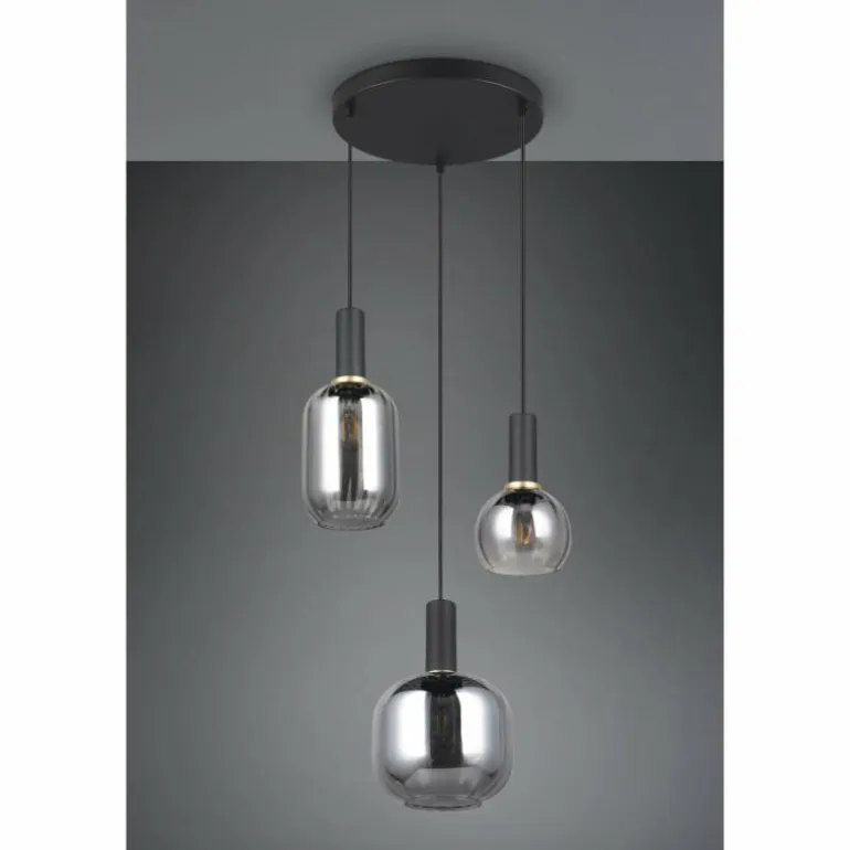 Diva Suspension Luminaires Trio Noir, 3 lumières