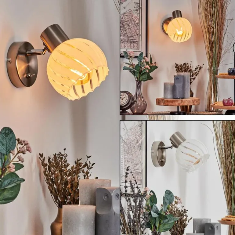 Dysted Boule lumineuse, Applique murale, Spot mural Nickel mat, 1 lumière