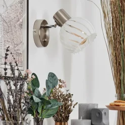 Dysted Boule lumineuse, Applique murale, Spot mural Nickel mat, 1 lumière