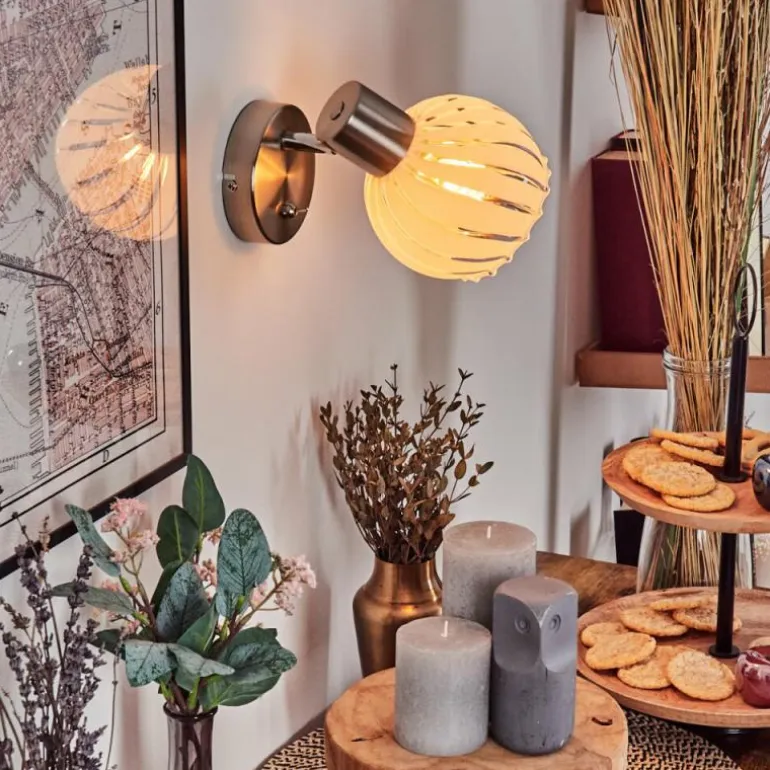 Dysted Boule lumineuse, Applique murale, Spot mural Nickel mat, 1 lumière