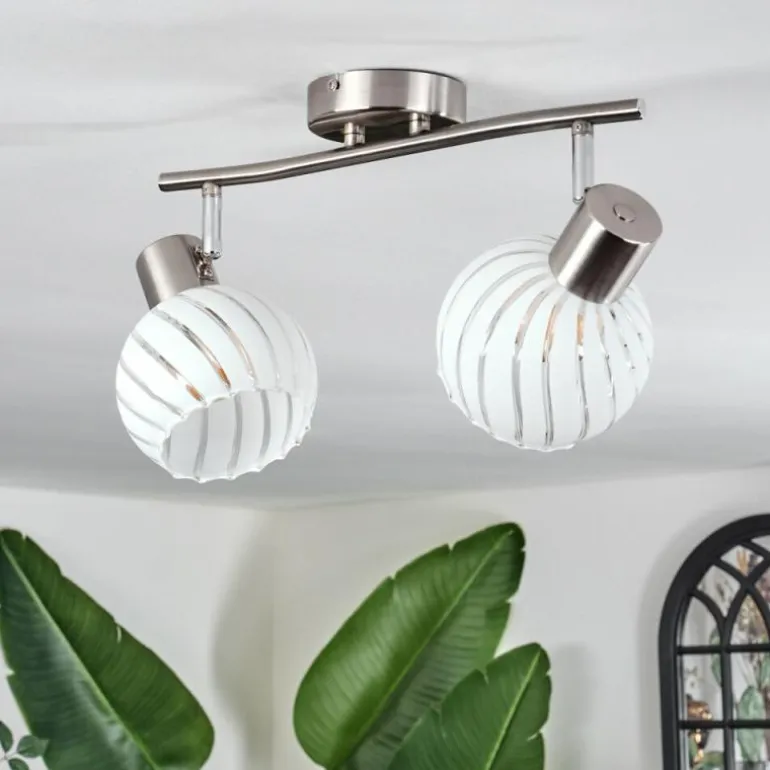 Dysted Plafonnier, Boule lumineuse Nickel mat, 2 lumières