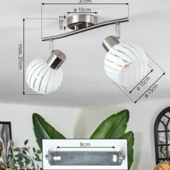 Dysted Plafonnier, Boule lumineuse Nickel mat, 2 lumières