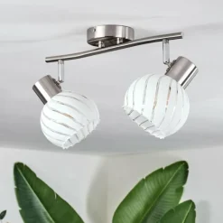 Dysted Plafonnier, Boule lumineuse Nickel mat, 2 lumières