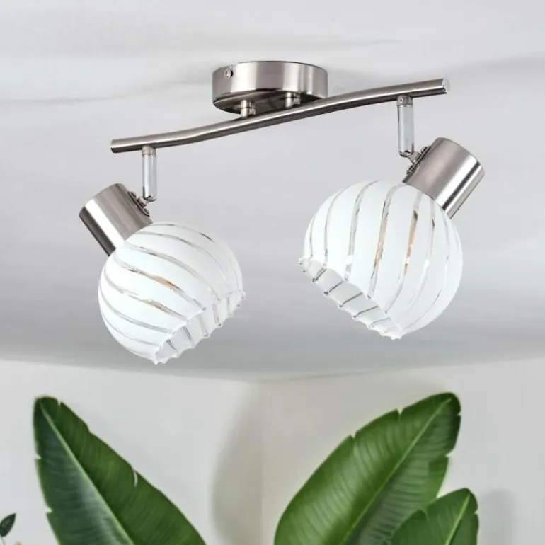 Dysted Plafonnier, Boule lumineuse Nickel mat, 2 lumières