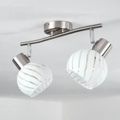 Dysted Plafonnier, Boule lumineuse Nickel mat, 2 lumières