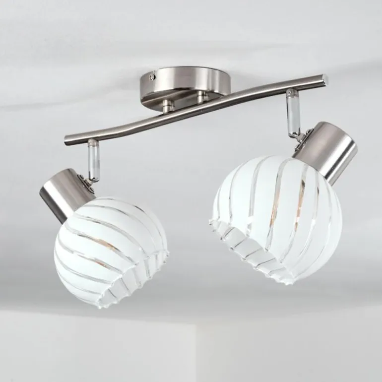 Dysted Plafonnier, Boule lumineuse Nickel mat, 2 lumières