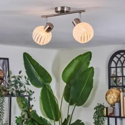 Dysted Plafonnier, Boule lumineuse Nickel mat, 2 lumières