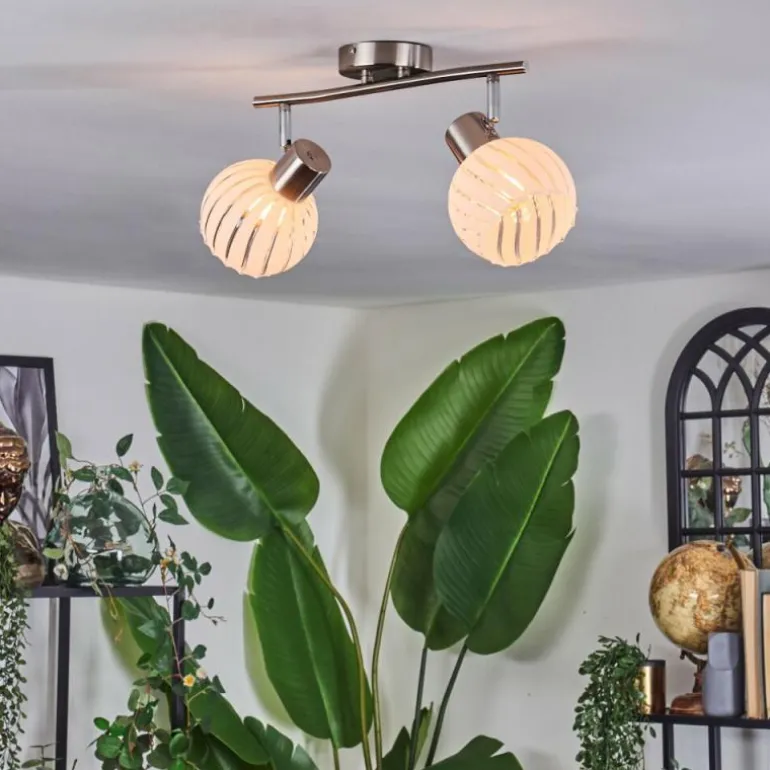Dysted Plafonnier, Boule lumineuse Nickel mat, 2 lumières