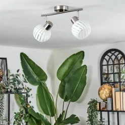 Dysted Plafonnier, Boule lumineuse Nickel mat, 2 lumières