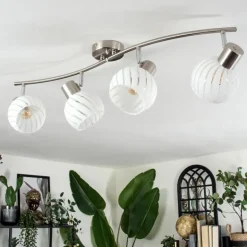 Dysted Plafonnier, Boule lumineuse Nickel mat, 4 lumières