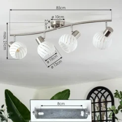 Dysted Plafonnier, Boule lumineuse Nickel mat, 4 lumières