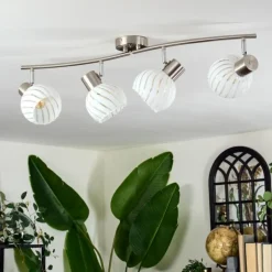 Dysted Plafonnier, Boule lumineuse Nickel mat, 4 lumières