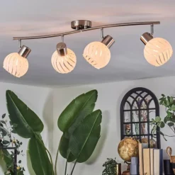 Dysted Plafonnier, Boule lumineuse Nickel mat, 4 lumières