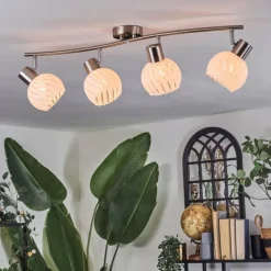 Dysted Plafonnier, Boule lumineuse Nickel mat, 4 lumières