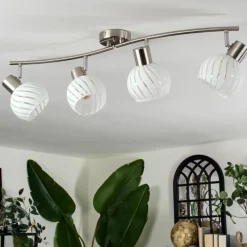 Dysted Plafonnier, Boule lumineuse Nickel mat, 4 lumières