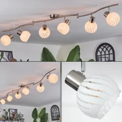 Dysted Plafonnier, Boule lumineuse Nickel mat, 6 lumières