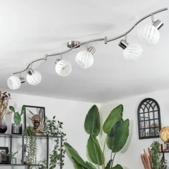Dysted Plafonnier, Boule lumineuse Nickel mat, 6 lumières