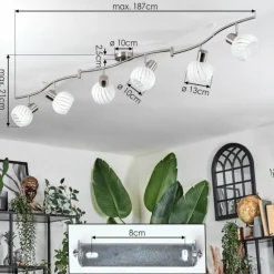 Dysted Plafonnier, Boule lumineuse Nickel mat, 6 lumières