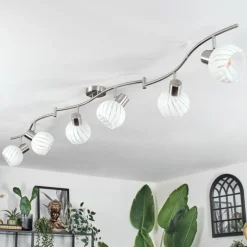 Dysted Plafonnier, Boule lumineuse Nickel mat, 6 lumières
