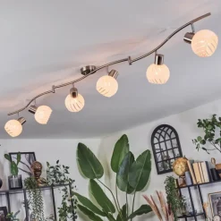 Dysted Plafonnier, Boule lumineuse Nickel mat, 6 lumières