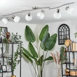 Dysted Plafonnier, Boule lumineuse Nickel mat, 6 lumières