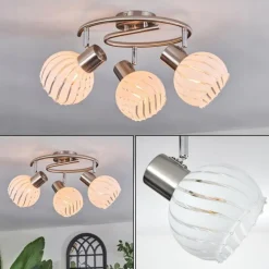 Dysted Plafonnier, Boule lumineuse Nickel mat, 3 lumières