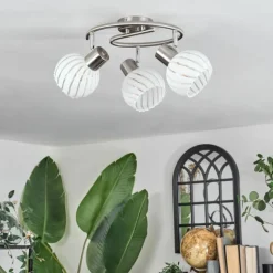 Dysted Plafonnier, Boule lumineuse Nickel mat, 3 lumières