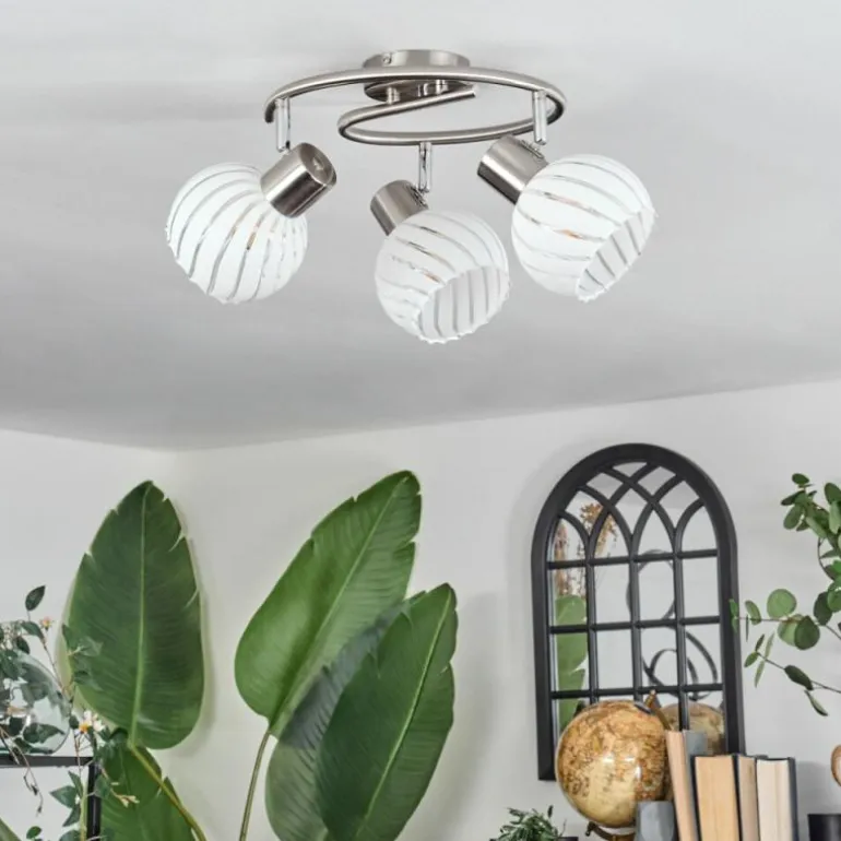 Dysted Plafonnier, Boule lumineuse Nickel mat, 3 lumières
