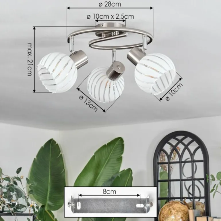 Dysted Plafonnier, Boule lumineuse Nickel mat, 3 lumières