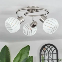 Dysted Plafonnier, Boule lumineuse Nickel mat, 3 lumières