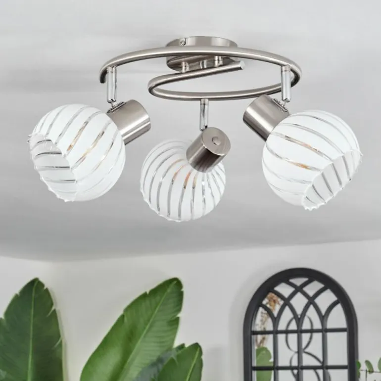 Dysted Plafonnier, Boule lumineuse Nickel mat, 3 lumières