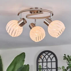 Dysted Plafonnier, Boule lumineuse Nickel mat, 3 lumières