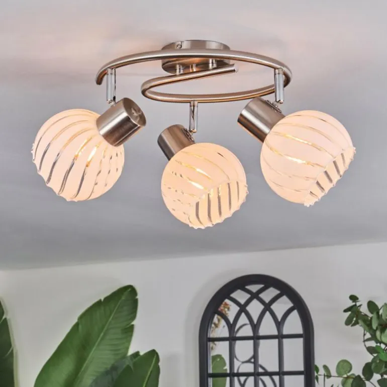 Dysted Plafonnier, Boule lumineuse Nickel mat, 3 lumières