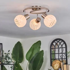 Dysted Plafonnier, Boule lumineuse Nickel mat, 3 lumières