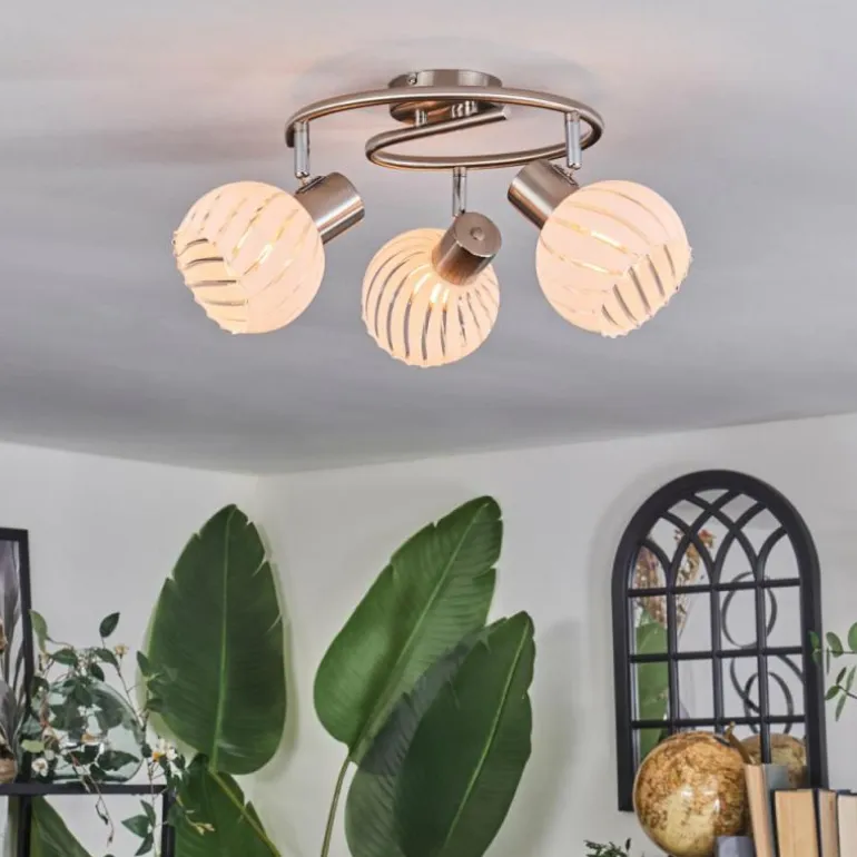 Dysted Plafonnier, Boule lumineuse Nickel mat, 3 lumières