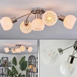 Dysted Plafonnier, Boule lumineuse Nickel mat, 5 lumières