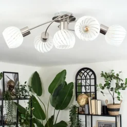 Dysted Plafonnier, Boule lumineuse Nickel mat, 5 lumières