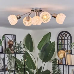 Dysted Plafonnier, Boule lumineuse Nickel mat, 5 lumières