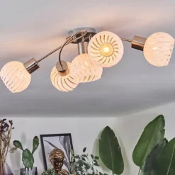 Dysted Plafonnier, Boule lumineuse Nickel mat, 5 lumières