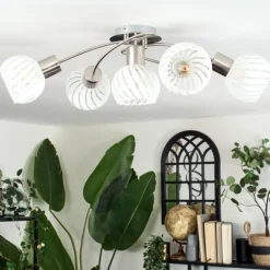 Dysted Plafonnier, Boule lumineuse Nickel mat, 5 lumières