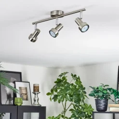 Edain Plafonnier, Spot de plafond LED Chrome, Nickel mat, 3 lumières