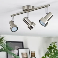 Edain Plafonnier, Spot de plafond LED Chrome, Nickel mat, 3 lumières