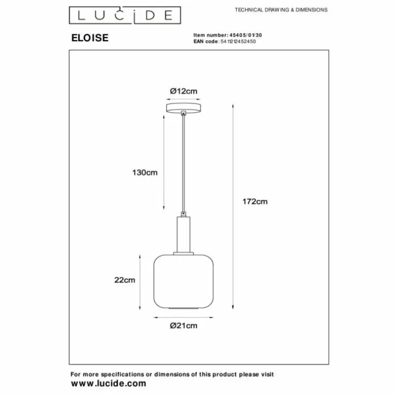 ELOISE Suspension Luminaires Lucide Noir, 1 lumière