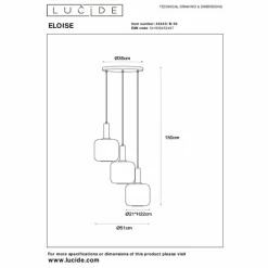 ELOISE Suspension Luminaires Lucide Noir, 3 lumières