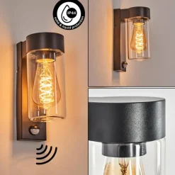 Encoberta Lampe murale d´extérieur Noir, 1 lumière, Détecteur de mouvement