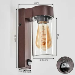 Encoberta Luminaire extérieur, Lampe murale d´extérieur Rouille, 1 lumière, Détecteur de mouvement