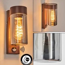 Encoberta Luminaire extérieur, Lampe murale d´extérieur Rouille, 1 lumière, Détecteur de mouvement