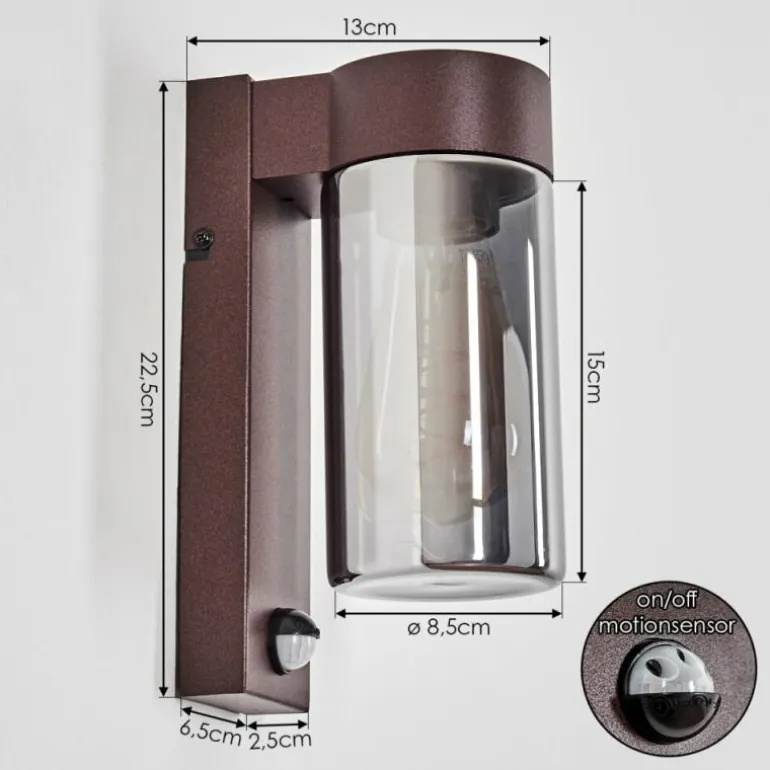 Encoberta Luminaire extérieur, Lampe murale d´extérieur Rouille, 1 lumière, Détecteur de mouvement